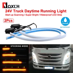 2 pces 24v conduziu a luz do caminhão, para 30cm 45cm 60cm 70cm lâmpada de advertência da decoração do farol do caminhão, barra amarela do sinal de volta, acessórios do caminhão