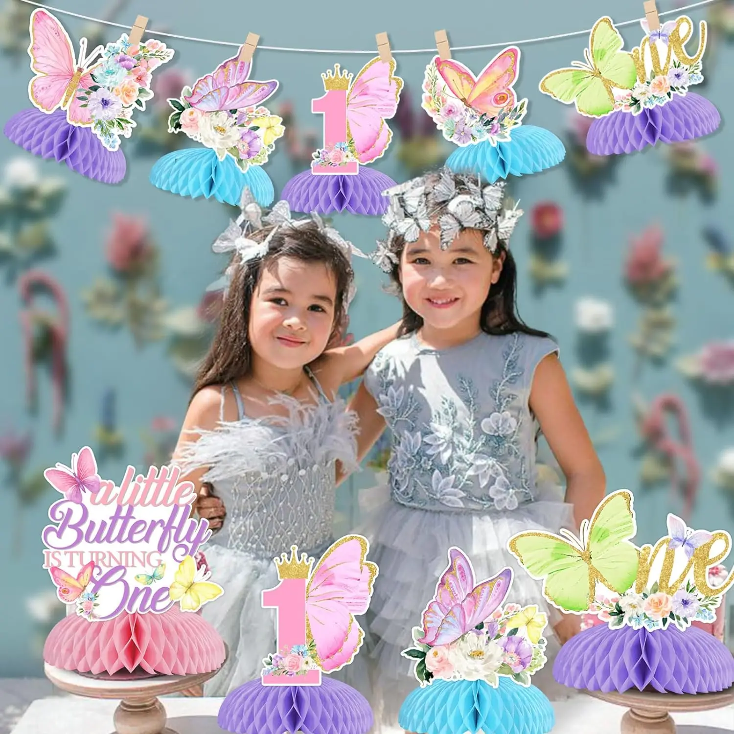 Butterfly Centerpieces for 1st Birthday, Honeycomb TableDecor, Our Little Butterfly is Turning One Birthday Party Supply