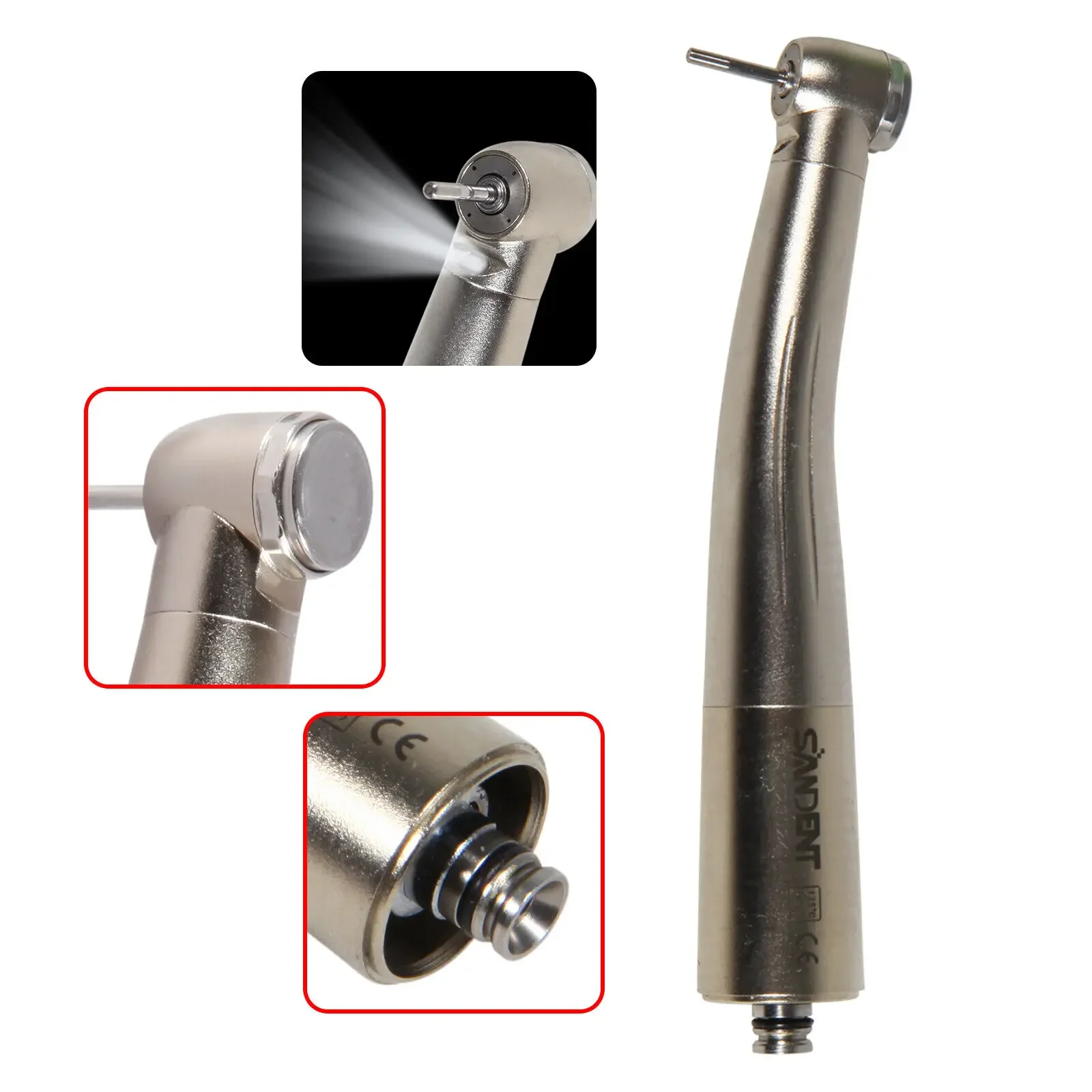 NSK Type Dental LED Fiber Optic Fast High speed Handpiece 4-Way Water Spray Turbine Fit Quick coupler 6Hole