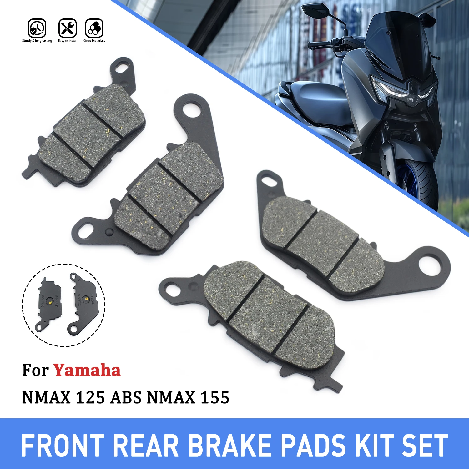 For Yamaha NMAX 125 ABS NMAX125 2016-2023 NMAX 155 NMAX155 ABS 2017-2023 2024 Motorcycle Front Rear Brake Pads Kit Replacement