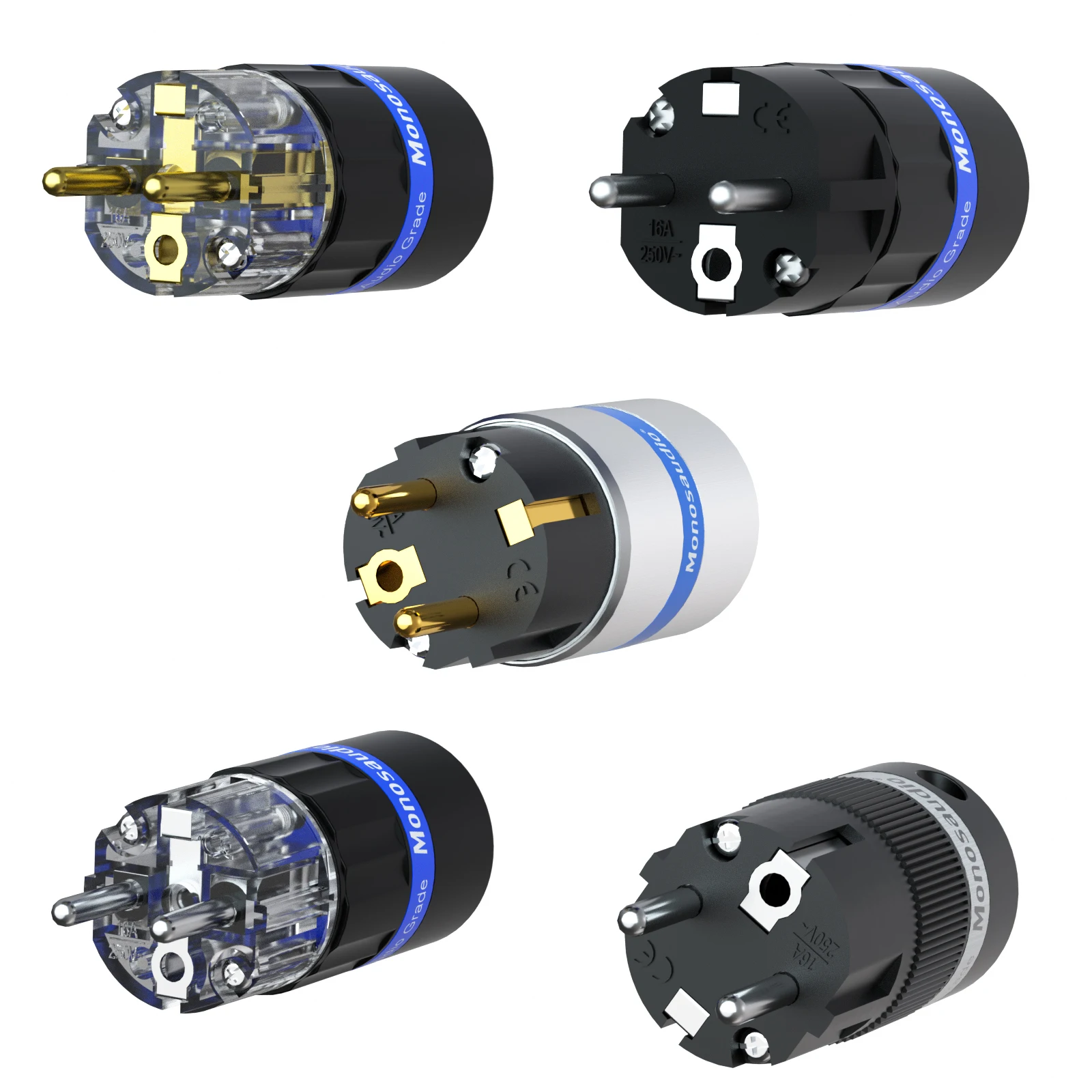 

MONOSAUDIO E106G E105R E105G E104R E100R Вилки типа «банан» — 16 А, 250 В, позолоченные/родиевые штифты, корпус из нейлона и алюминия