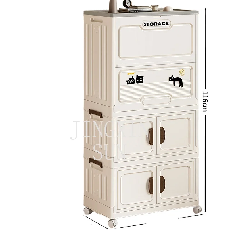 Foldable Clothes Storage Cabinet Organizer for Seasonal Clothes/Comforters Multi-functional Home Storage Box with Wheels