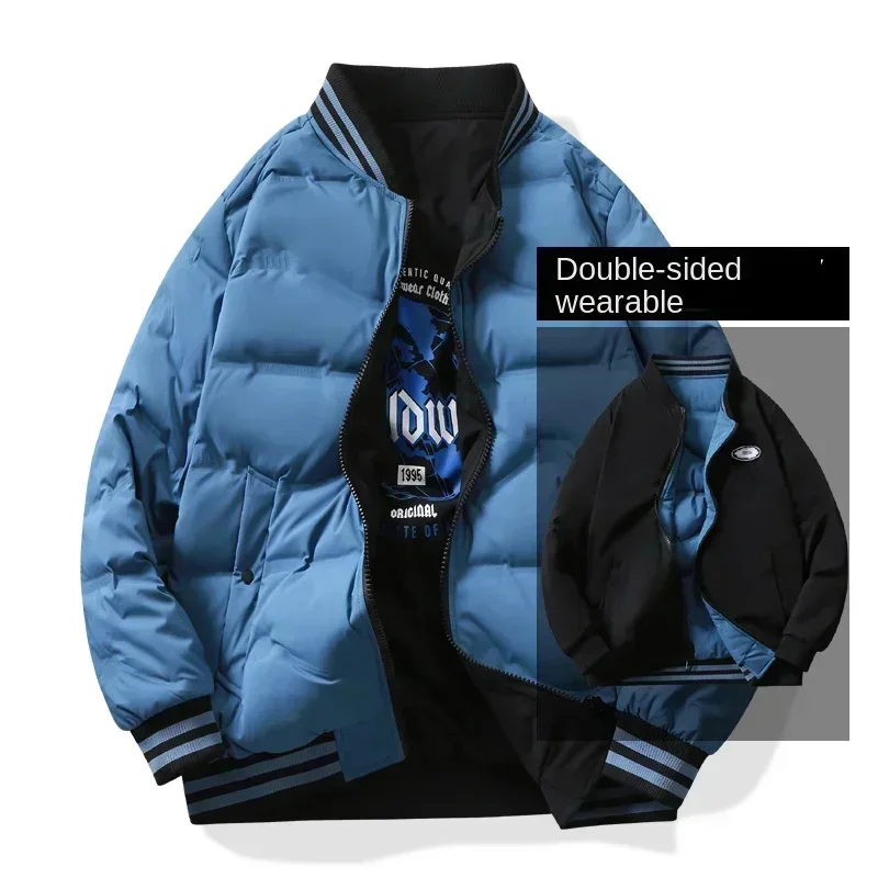 Double-sided Down Jacket Short Solid Color With Pattern 2025 New White Duck Warm Autumn and Winter Jack Clothing