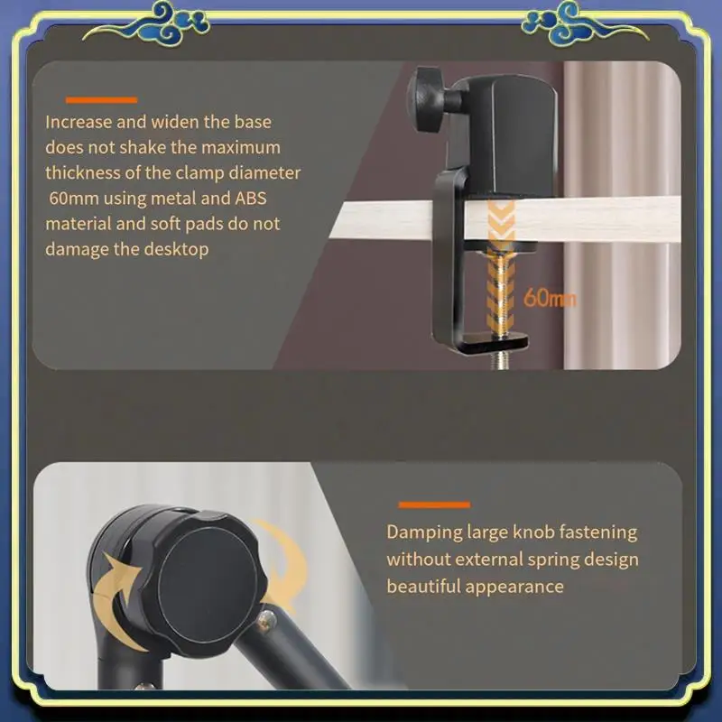 Support de bras de flèche de ciseaux à Suspension lourde réglable Portable support de Microphone noir 1 ensemble