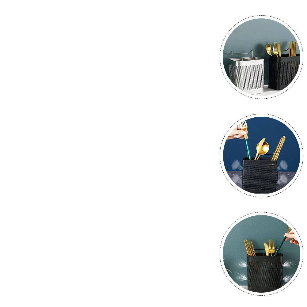 Utensil Holder Black Compact Chopstick Sturdy Cutlery Wall-mounted Chopsticks Stainless Dishes Drying Rack