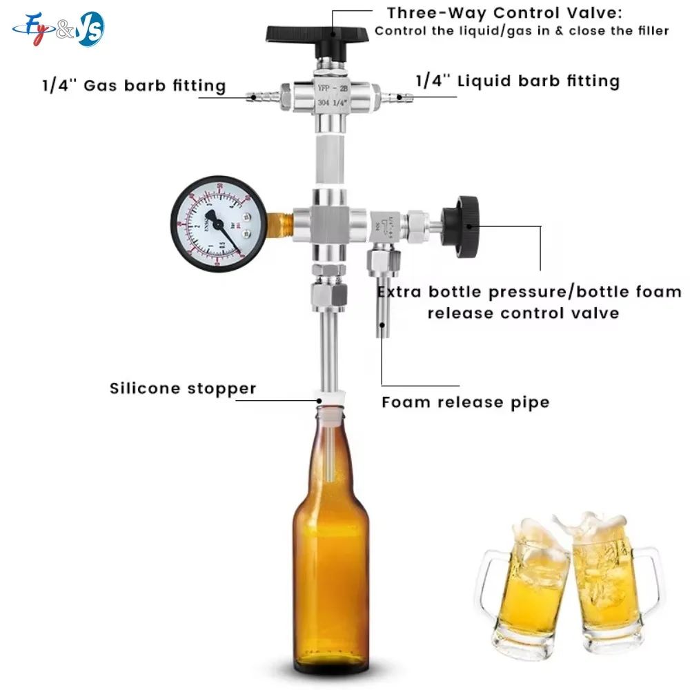 Upgraded Counter‑Pressure Bottle Filler With 0‑60 Pressure Gauge, Homebrew Oxygen‑Free Transfer Bottling Device for Beer