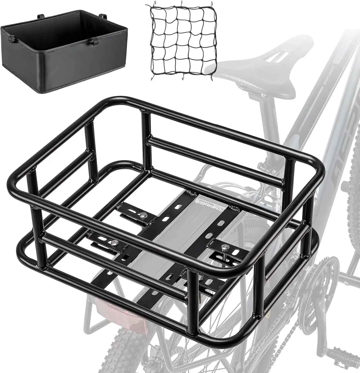 

Большая велосипедная корзина с грузовой сеткой и вкладышем задней грузовой багажник для велосипеда, электрического велосипеда, электровелосипеда