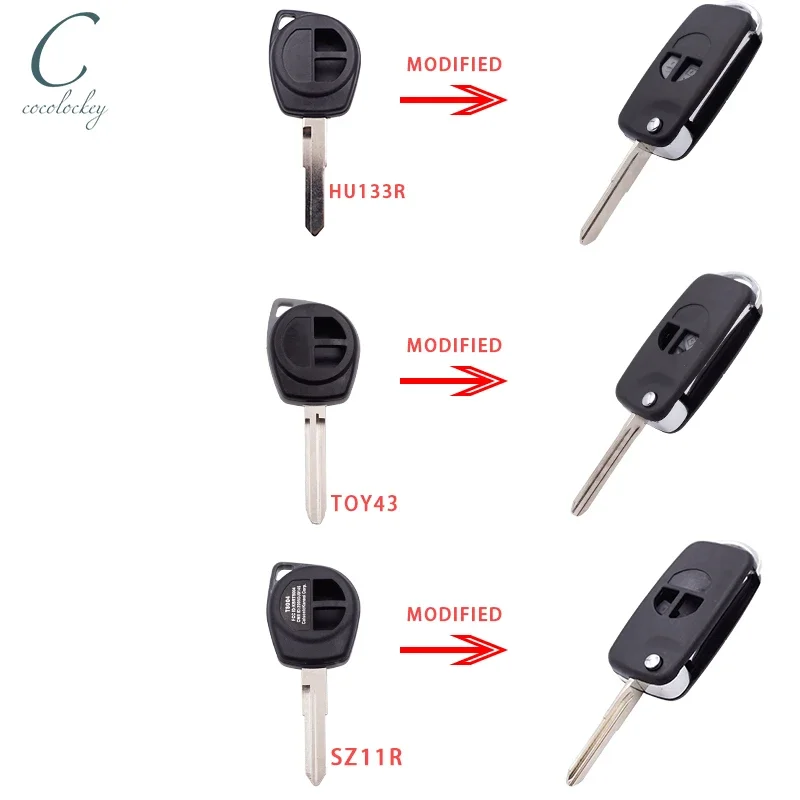 

Cocolockey Modified Flip Remote Key Shell For SUZUKI Vitara Swift Ignis SX4 Liana 2button Folding Car Keys Housing Uncut Blade