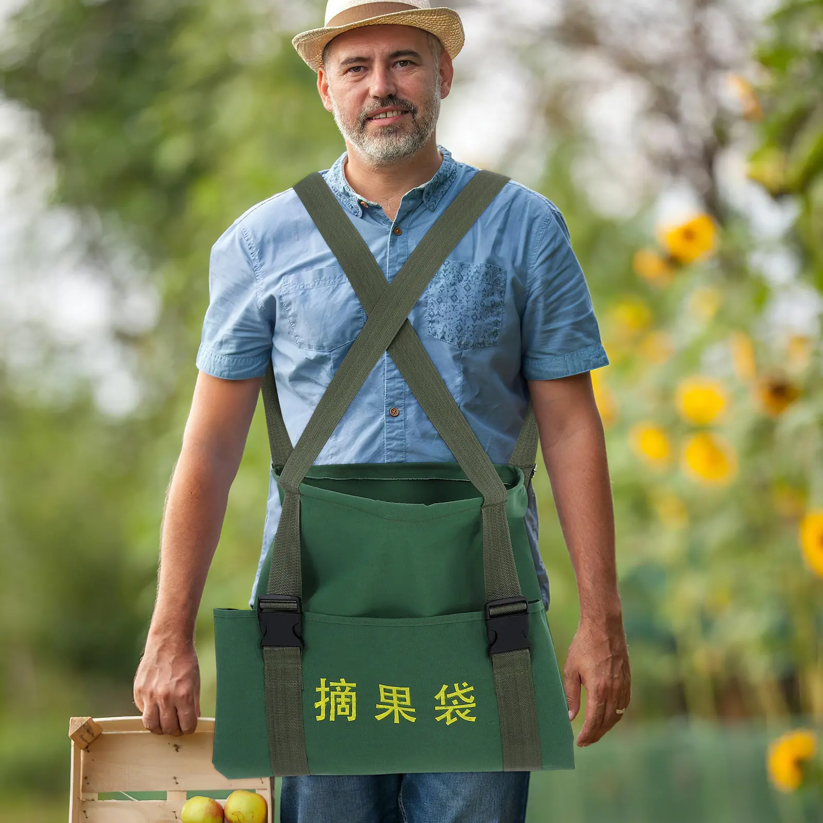 

Portable Garden Picking Apron Harvest Bag for Orchard Farm Fruit Vegetable Collection Ergonomic Design Easy-Release Snap Bottom