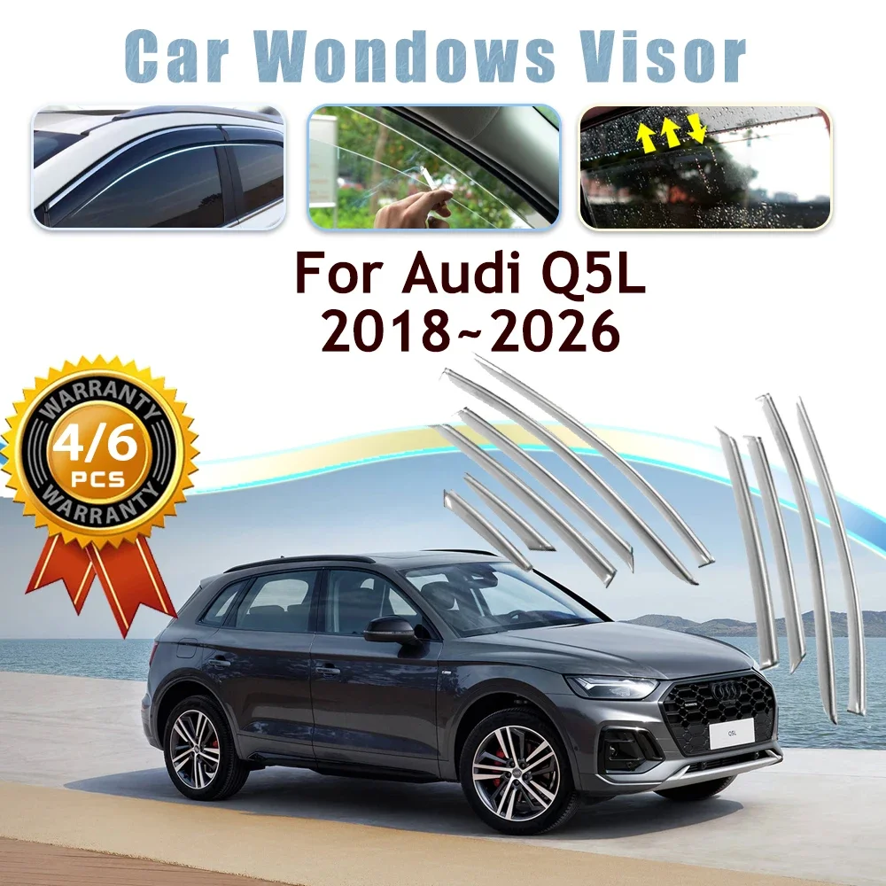 

4PCS 6PCS Car Window Visors For Audi Q5L 80A 2018~2026 Rain Proof Sun Snow Guard Deflector Windshields Vent Shelters Accessories