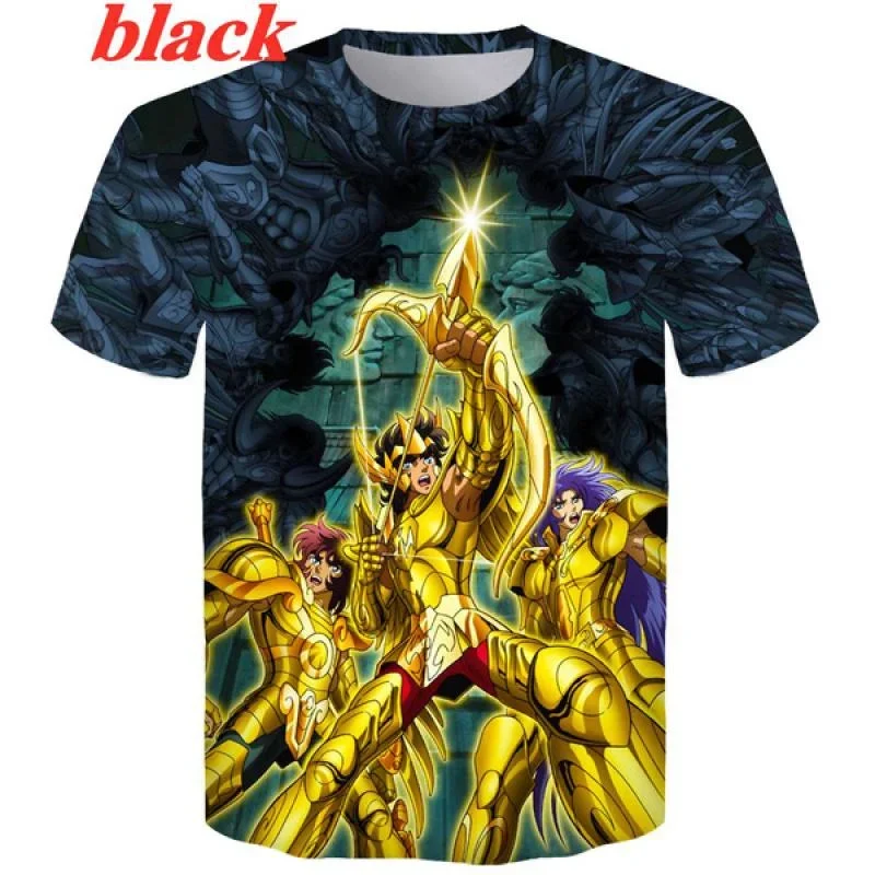 2024 Summer Men\'s and Womens\'s Casual Harajuku Short Sleeve New Fashion Anime Saint Seiya 3D Print T-shirt Tops Christmas