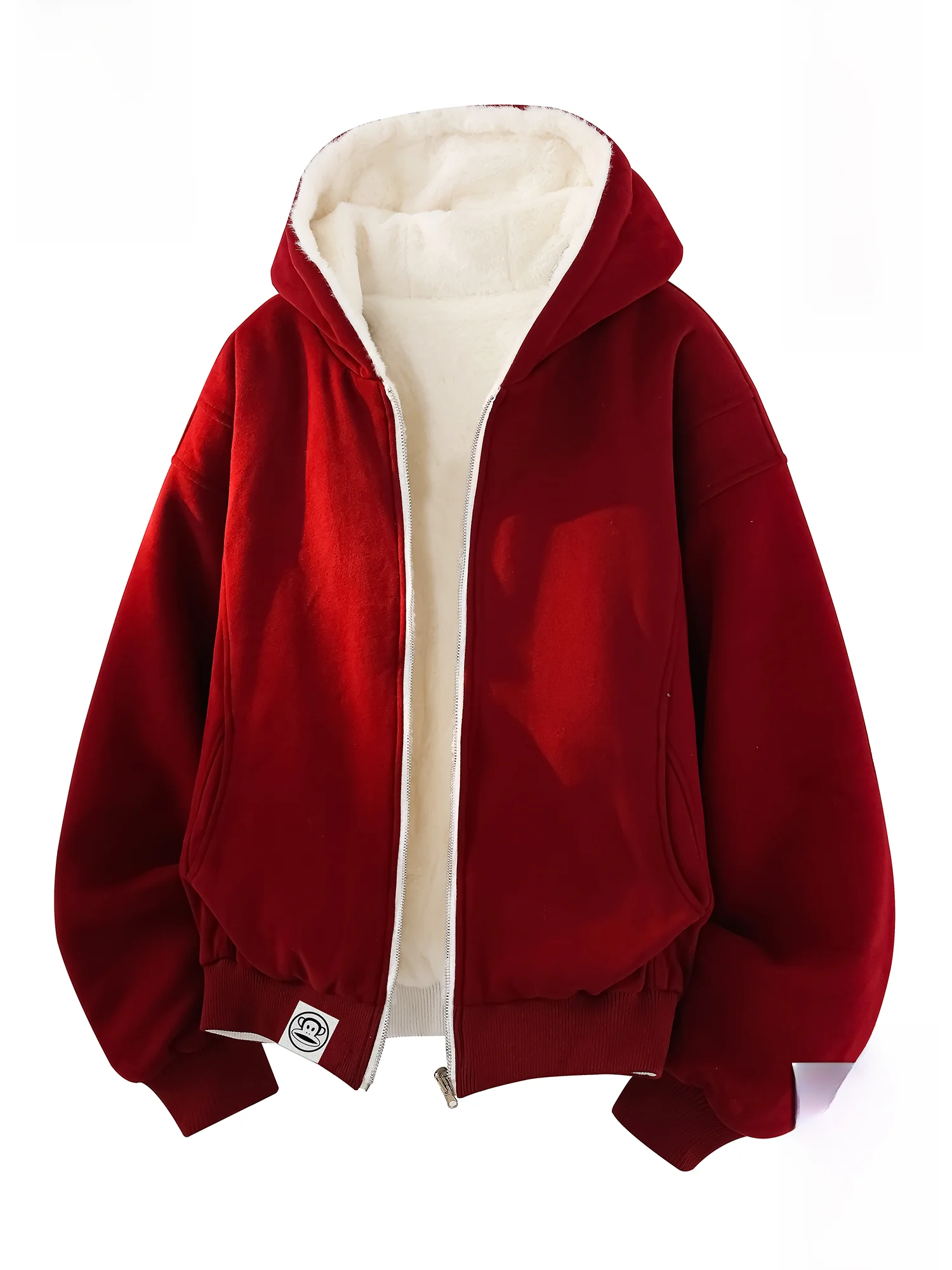 

PaulFrank Winter Thiened Hoodie Sweatirt Men's New Loose Fce Lined Jaet Comfortable Casual Sle Zipper Design