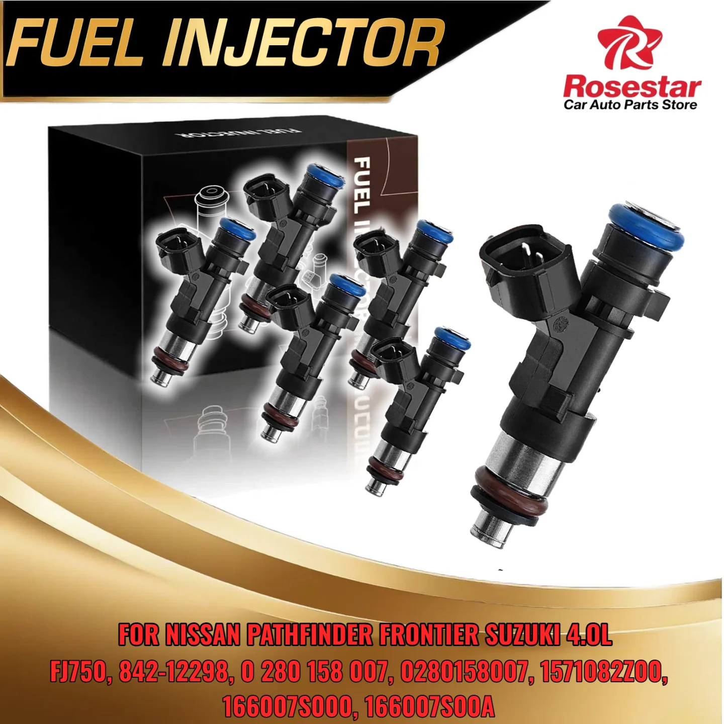 

6Pcs Fuel Injector for Nissan Pathfinder Frontier Xterra for Suzuki Equator V6 4.0L FJ750 842-12298 0280158007