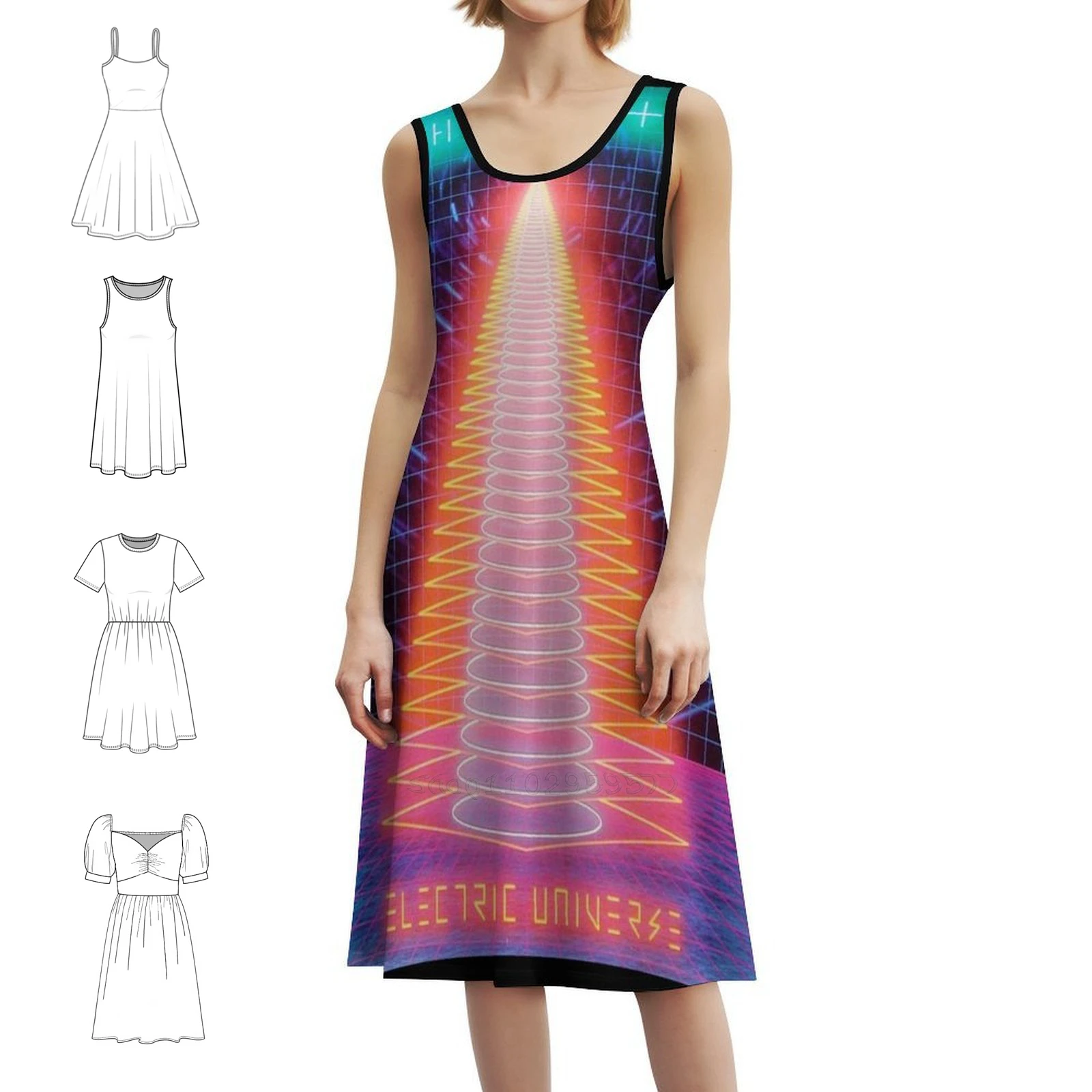 الأرض الرياح والنار الكهربائية الكون فستان عطلة مثير للنساء الشاطئ حفلة عيد ميلاد فستان قصير الأرض الرياح النار الكهربائية #1