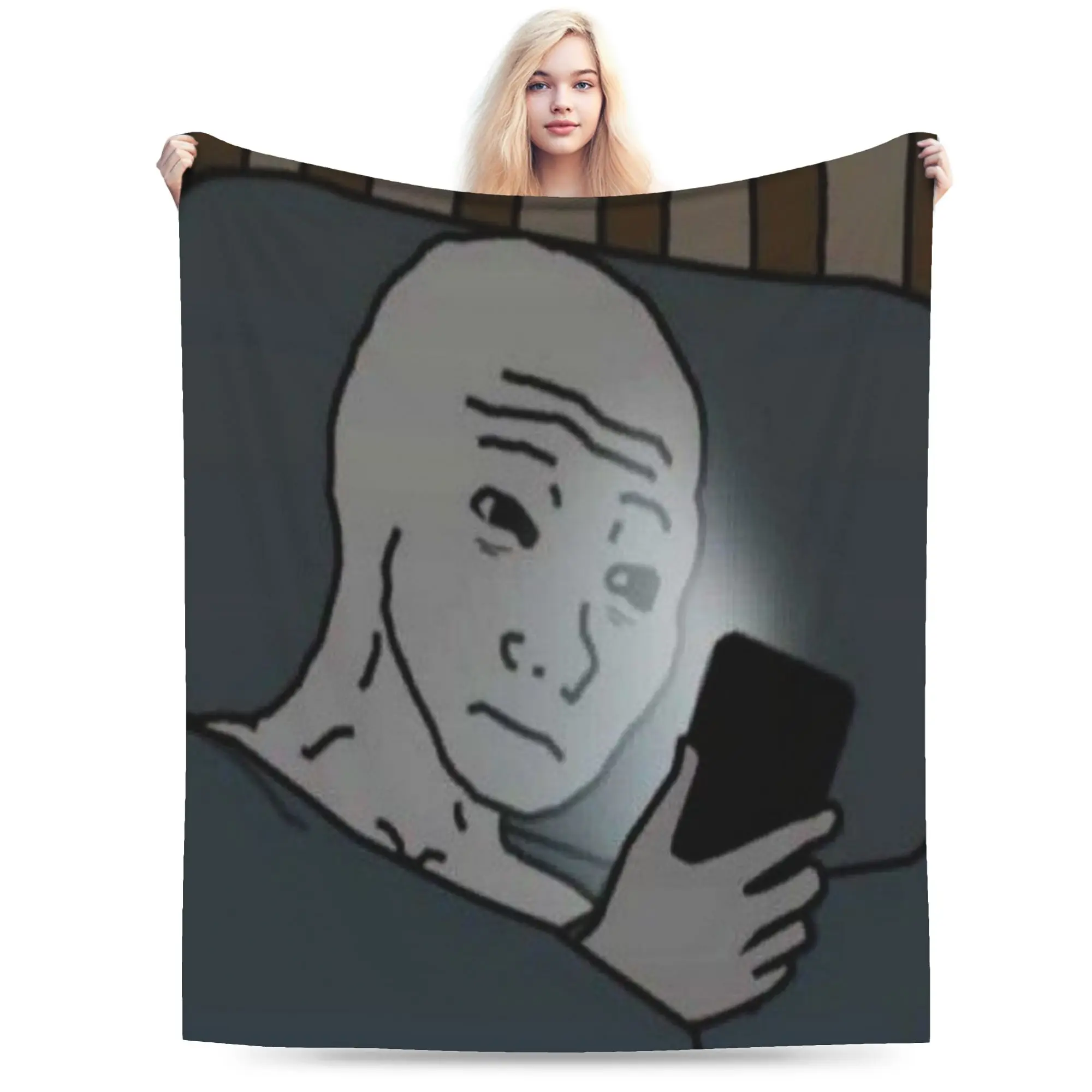 New Arrival Wojak Meme  Blanket Super Soft Flannel  Cozy Throw Blanket Machine Washable