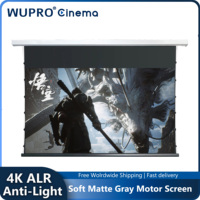 8K ALR UST Wupro Drop Down New Projection Screen 3D HDR Soft Matte Gray Motorised Home Theater 92-120 Inch For Normal Projectors