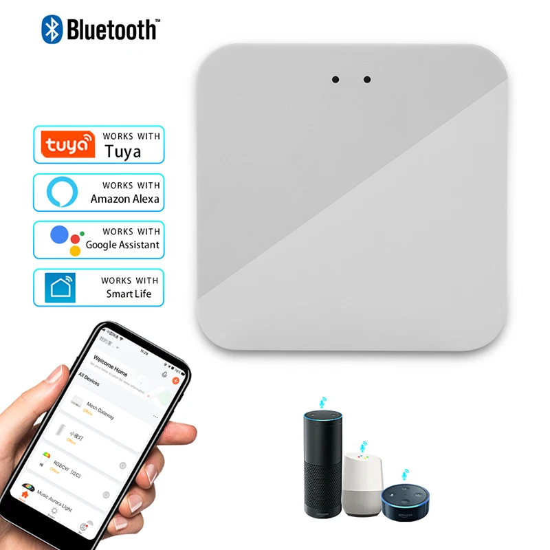 

Tuya Smart Multi-Mode Gateway ZigBee Bluetooth Hub Smart Home Wireless Remote Controller Voice Control Support Alexa Google Home