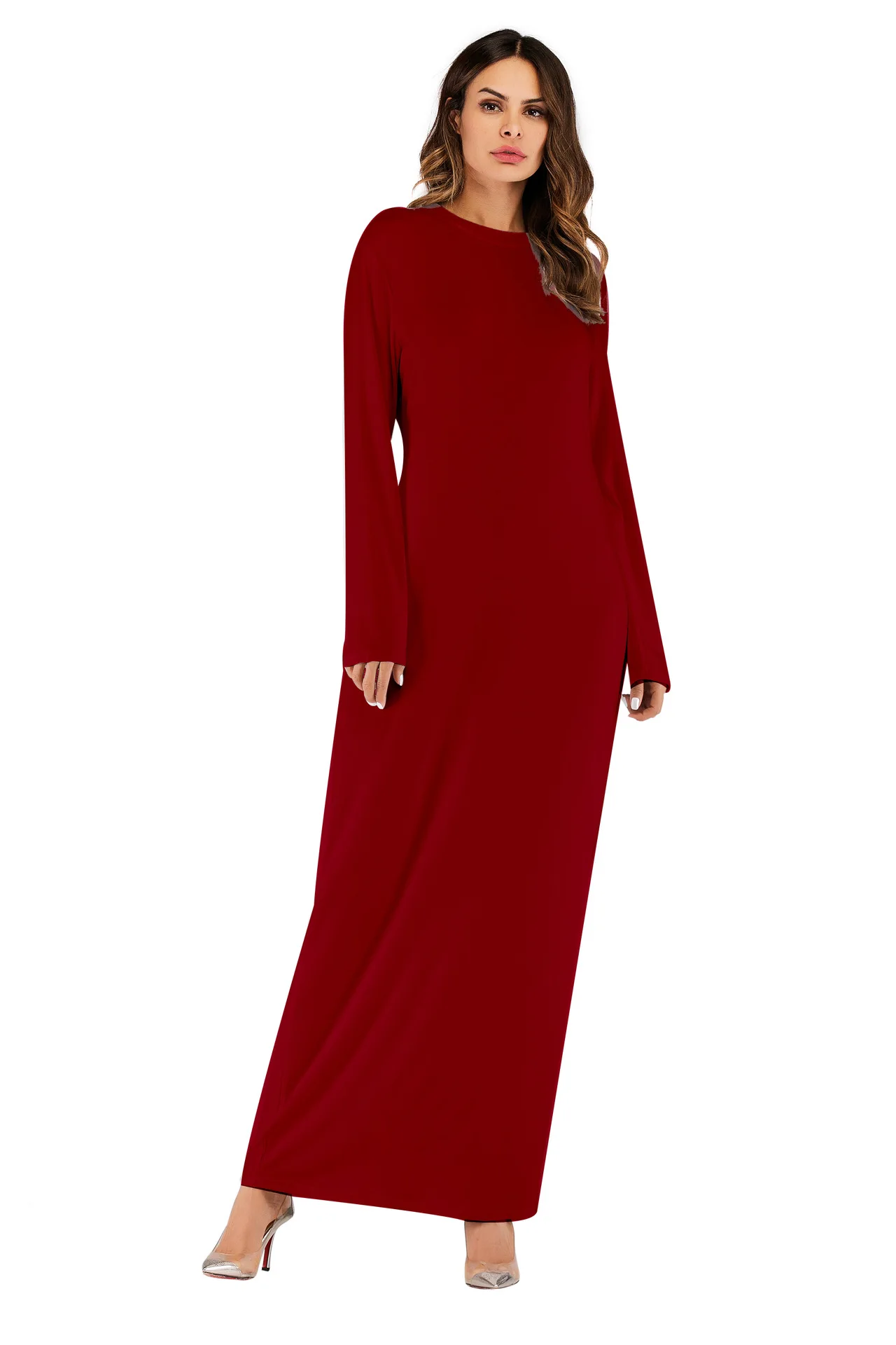 

Solid color modal cotton long sleeved dress