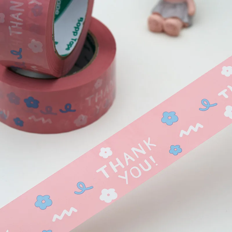 Color Thank You Packing Seal Transparent Adhesive Tape for Small Business Supplies Shipping Express Packaging Gift Box