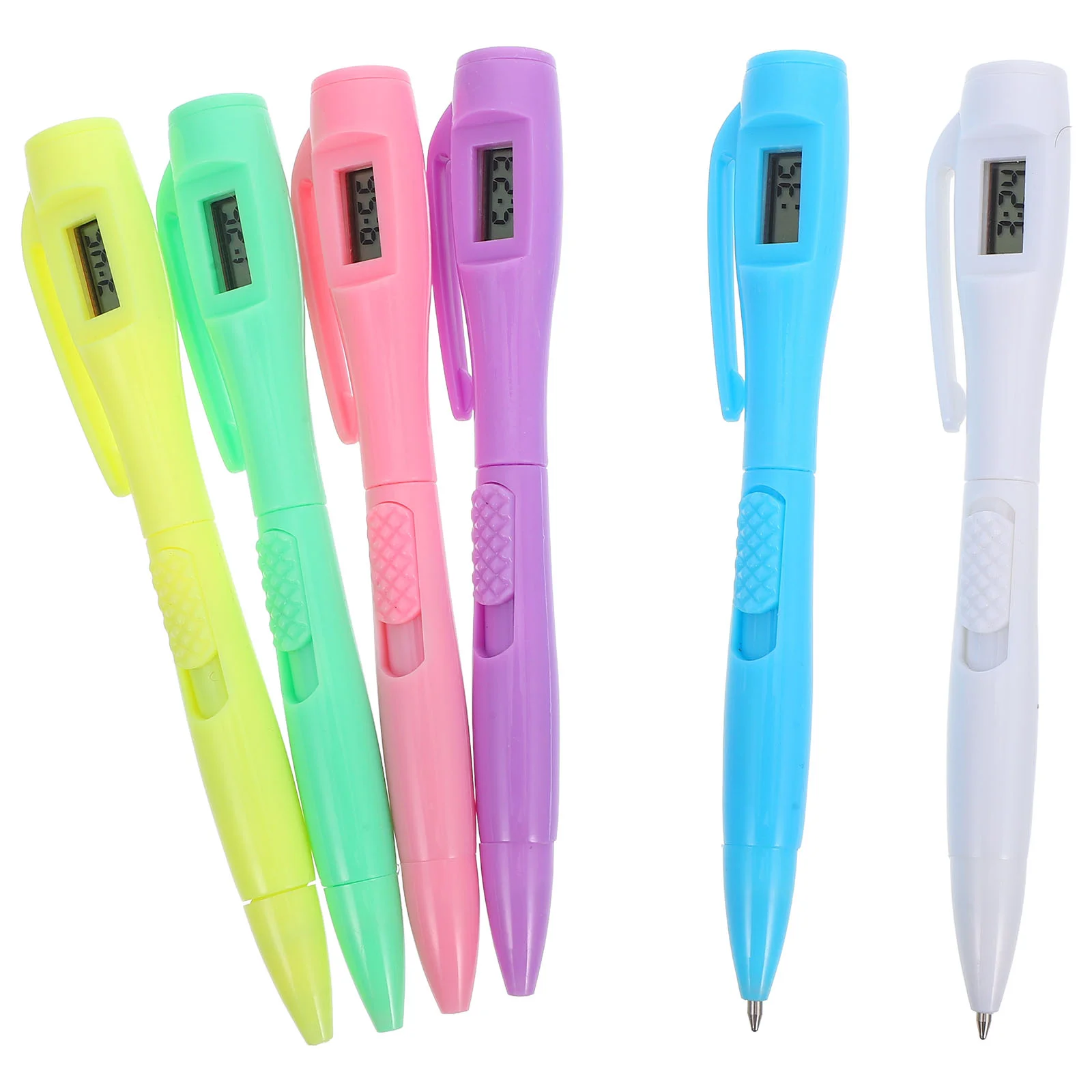 

6 Pcs Writing Pen Chronograph Ballpoint Student Pens Plastic with Digital Clock