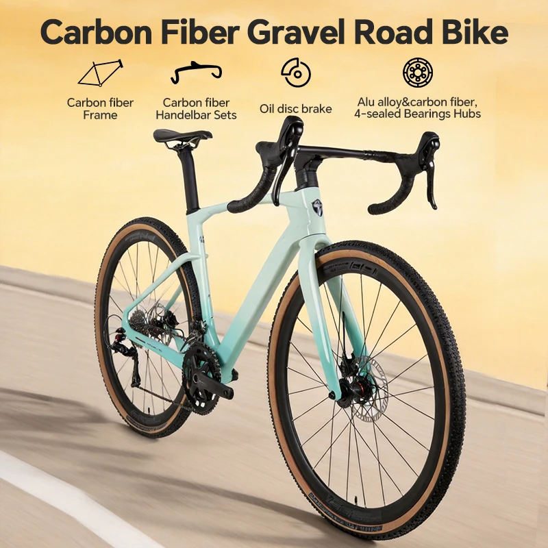 

Велосипед TWITTER Carbon Gravel Road Bike, 24-скоростной, с карбоновой рамой, гидравлическими дисковыми тормозами, горный, унисекс, городской, для всех типов местности