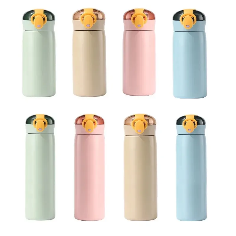 Portable Kids Thermos Mug With Straw Stainless Steel Cartoon Vacuum Flasks Children Cute Thermal Water Bottle Tumbler Thermocup