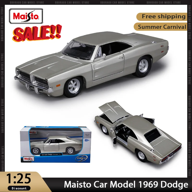 

Maisto 1:25 масштаб 1969 года, модель автомобиля Dodge из сплава, металлическая игрушка для рождественского подарка, коллекционная игровая машина, открывающаяся дверь