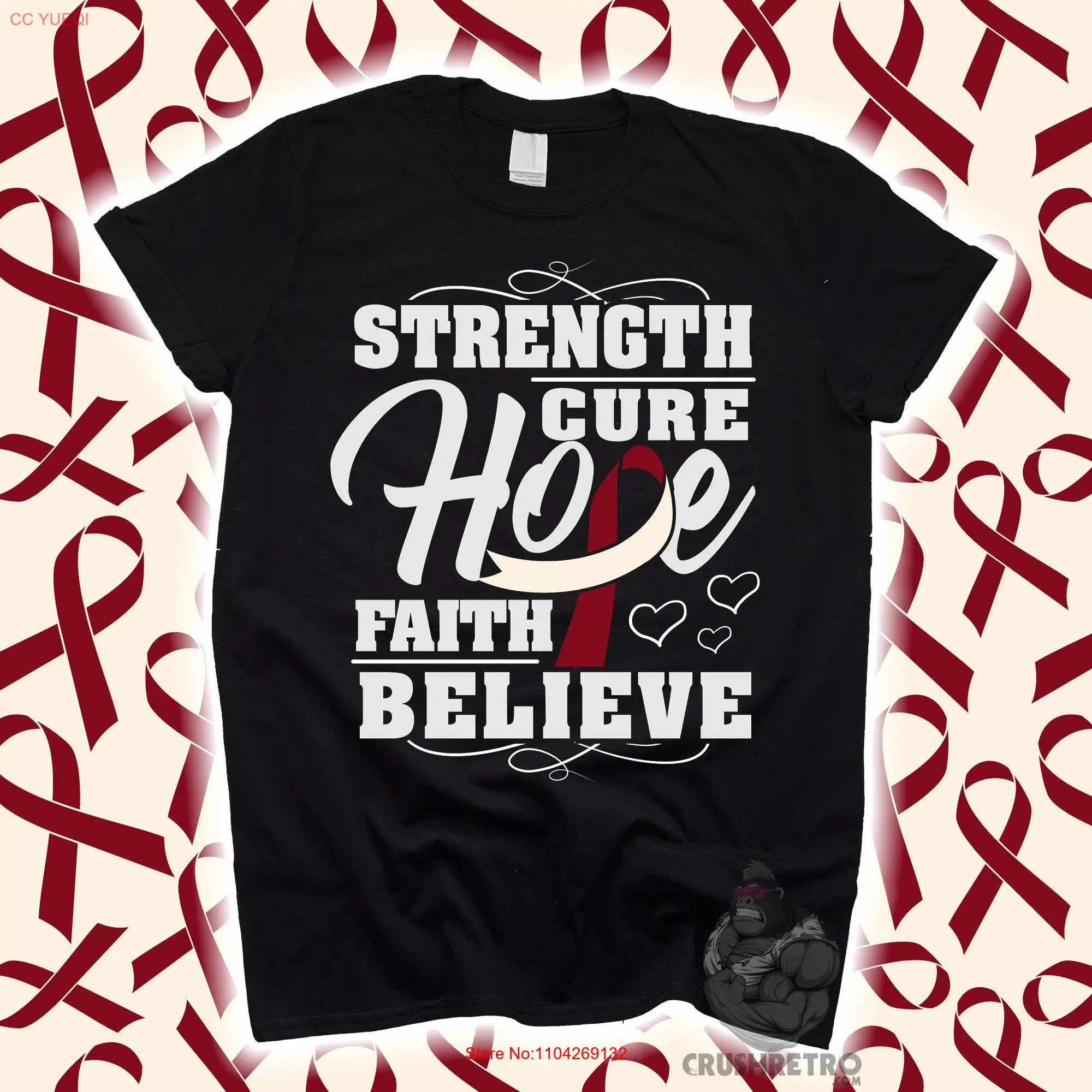 

Футболка Strength Hope Head and Neck Cancer Awareness для Shirtn Kids SweaT Family Survivor Ribbon с длинными или короткими рукавами