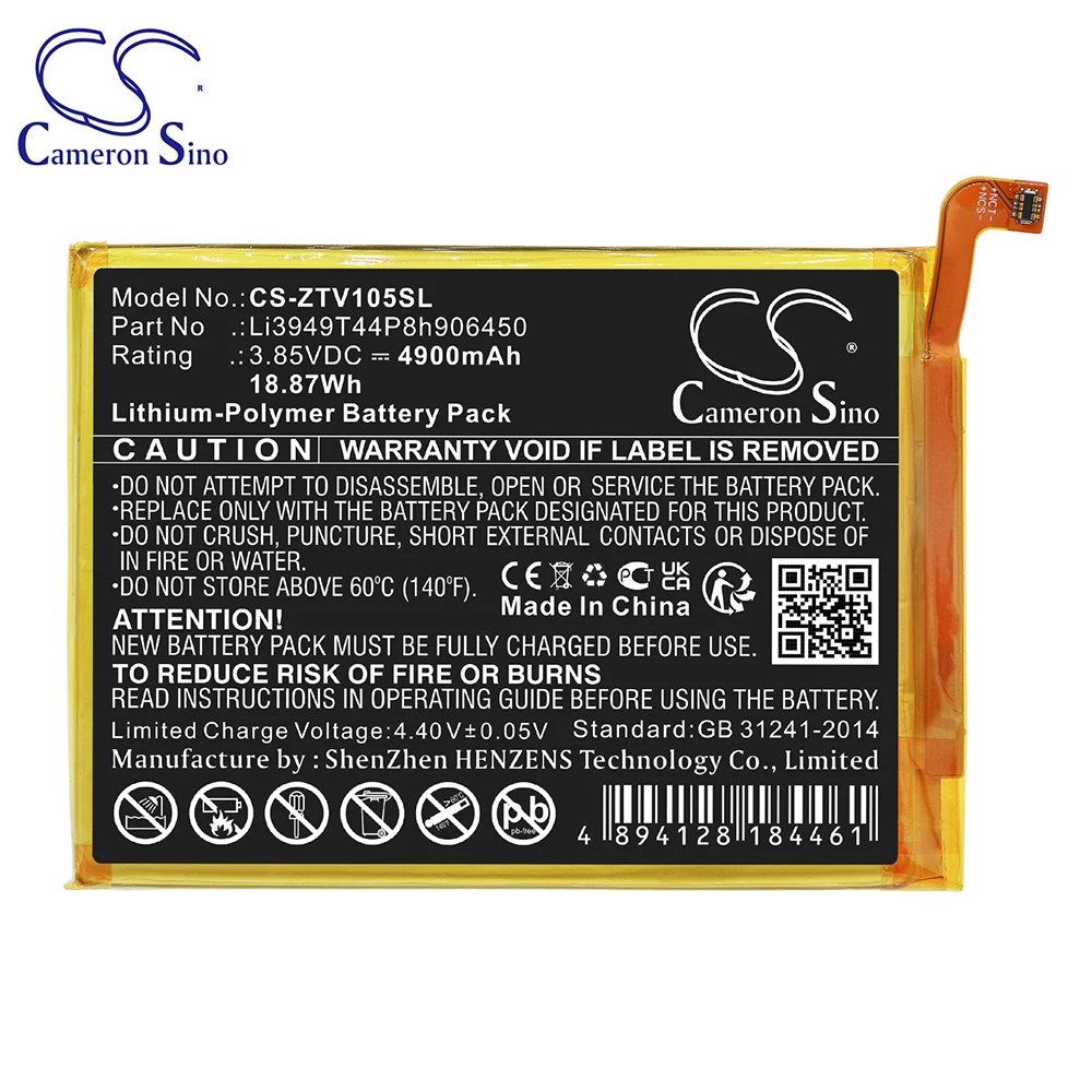 CS Li3949T44P8h906450 4900mAh Batteries for ZTE Blade V Smart V1050 Blade 20 Smart 8010 V30 Vita Li-Polymer 3.85V 18.87Wh