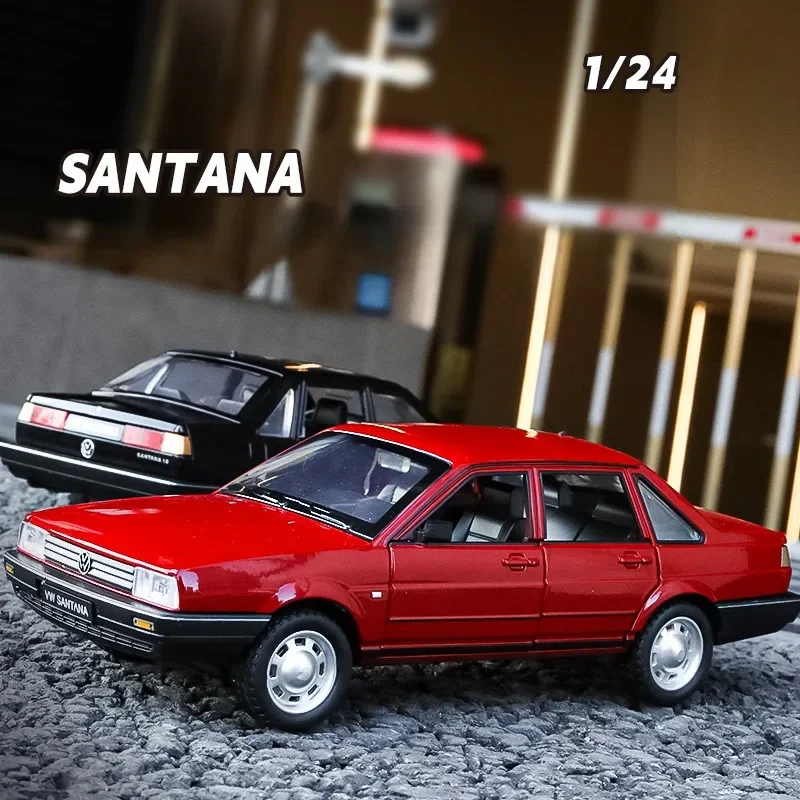 Simulazione 1:24 Volkswagen Santana modello di auto retrò con suono e luce Pull Back Collectvie Diecast Toy Car decorazione della casa