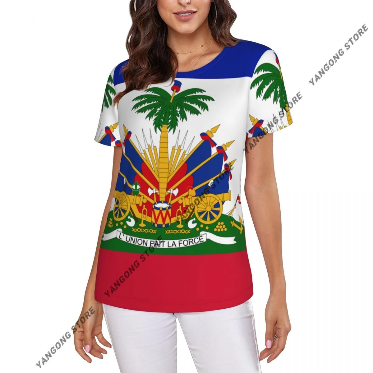 

Women's T-shirt Flag Of Haiti Tshirt Women Casual O-Neck Short Sleeve Tops Tees Clothing