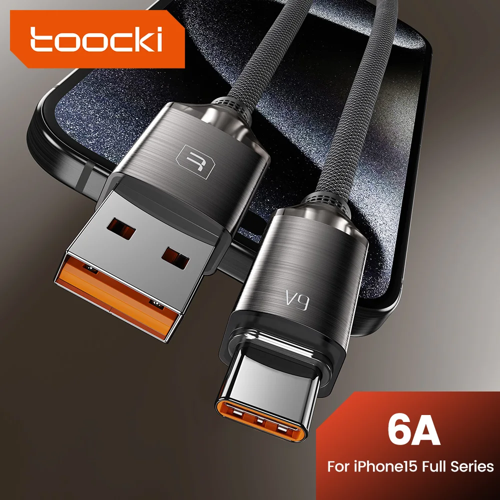 

Toocki 6A USB Cable Fast Charging For iPhone 15 Pro Max 15 Plus Samsung S23 Xiaomi 13 Huawei Mate50 Crystal Aluminum Data Cable