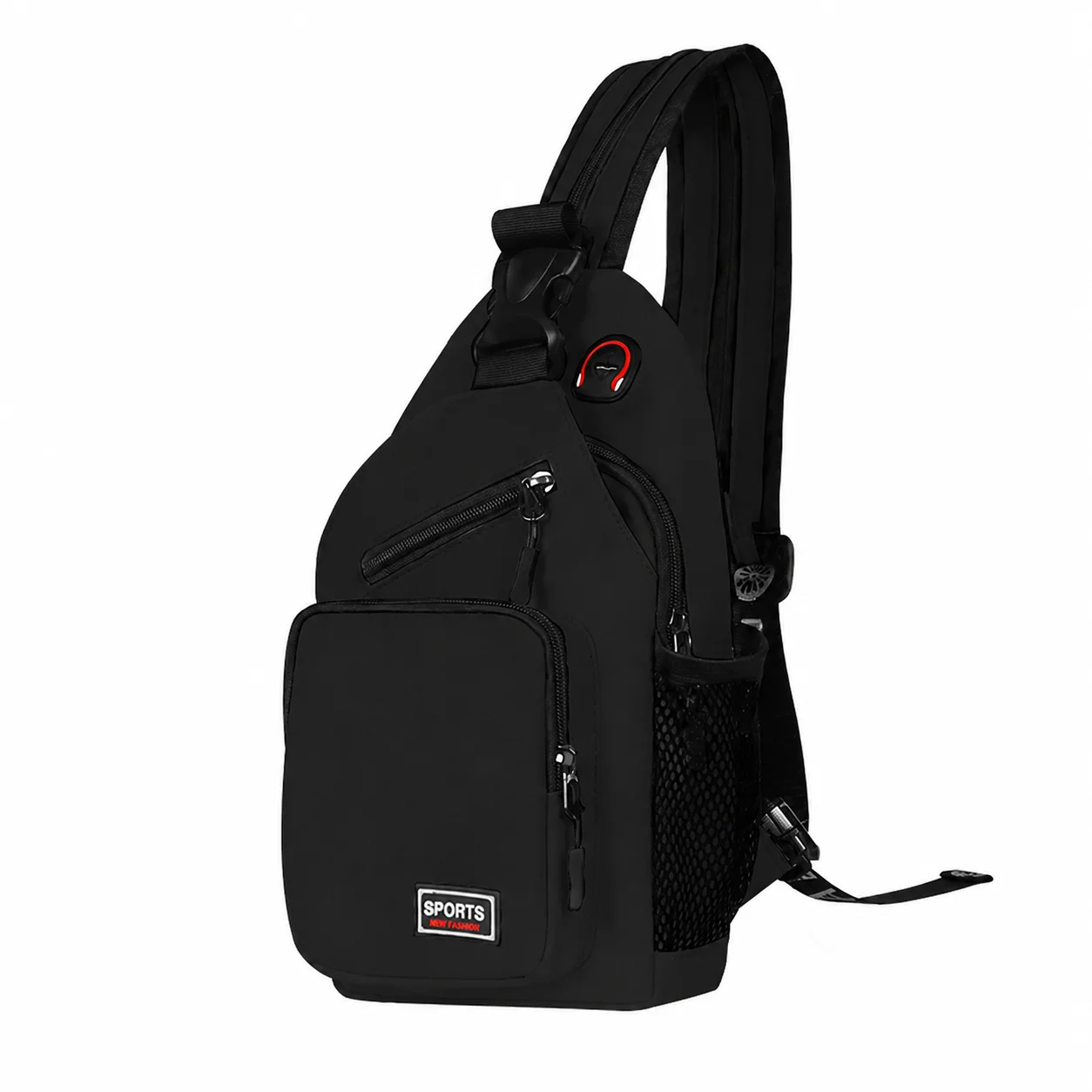 Mochila Oxford Resistente al Agua, Ligera, Tipo Bandolera, con Múltiples Bolsillos y Bolsillo Lateral de Malla para Viajes, Senderismo y Ciclismo