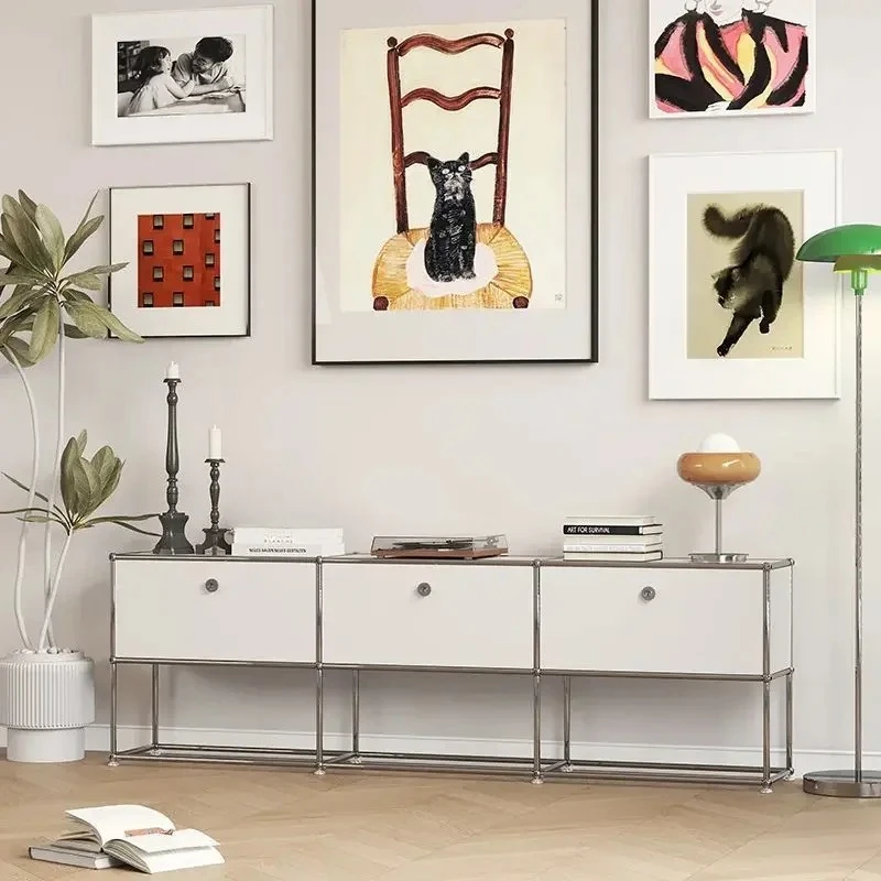 Modular Cabinets Sideboard TV Stand Storage Combination Cabinet Living Room Stainless