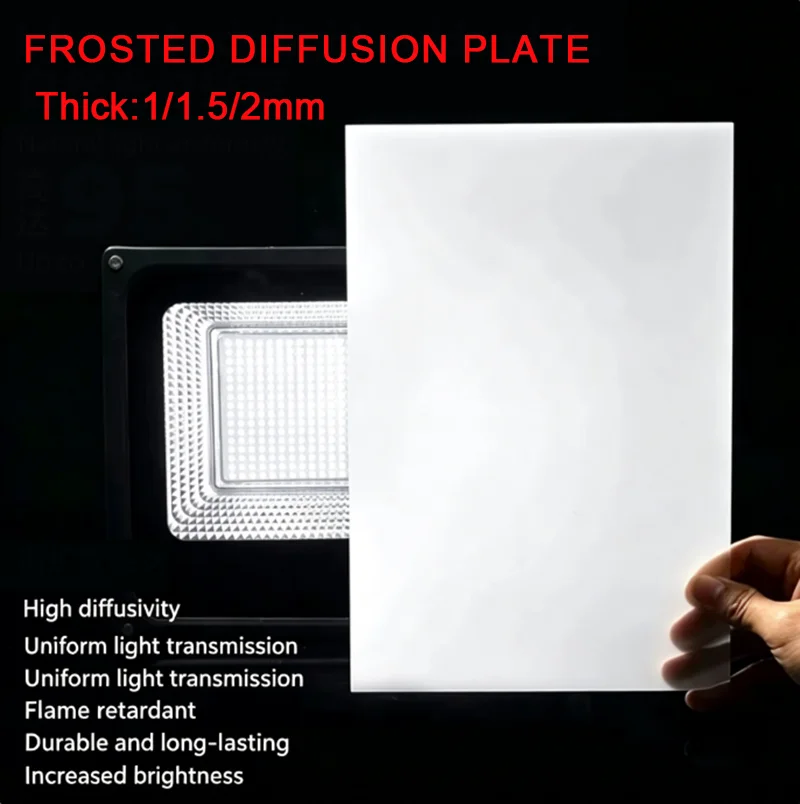 Milk White Frosted Diffusion Plate Thick 1/1.5/2mm Size 210X297mm 300X300mm 400X400mm Led Lighting Board Frosted Lampshade Panel