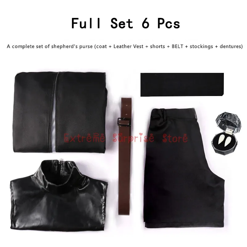 Anime Call of The Night Nanakusa Nazuna Cosplay Costume Wig Black Cloak Jacket Leather Vest Shorts Outfit Yofukashi No Uta Women