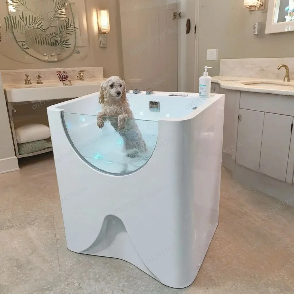 Modern Acrylic Pet Spa Bathtub with Ozone & Milk Bath Function, Small Animal Cleaning & Beauty Tub for Dogs and Cats