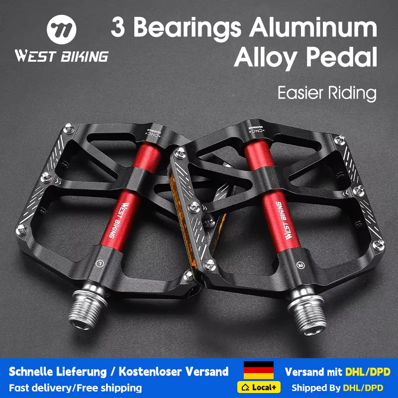 Image of WEST BIKING Fahrradpedale Ultraleicht 3 Lager Rutschfeste Fahrradpedale BMX MTB Rennrad Gedichtete Lager 9/16 " Fahrradpedal