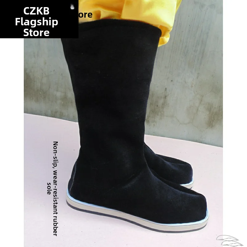 Anti-Slip Long Tube Hanfu Cloth Boots for Men And Women Traditional Chinese Opera Shoes Comfortable Fashionable Mid-Calf Boots