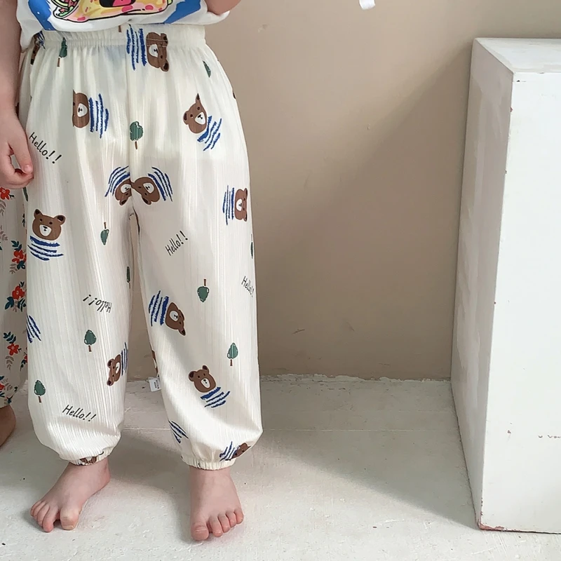 Baby Boys Girls Pants 2-9T Toddlers Summer Thin lantern pants Cute Print Soft Muslin Clothes Pants Pantalons