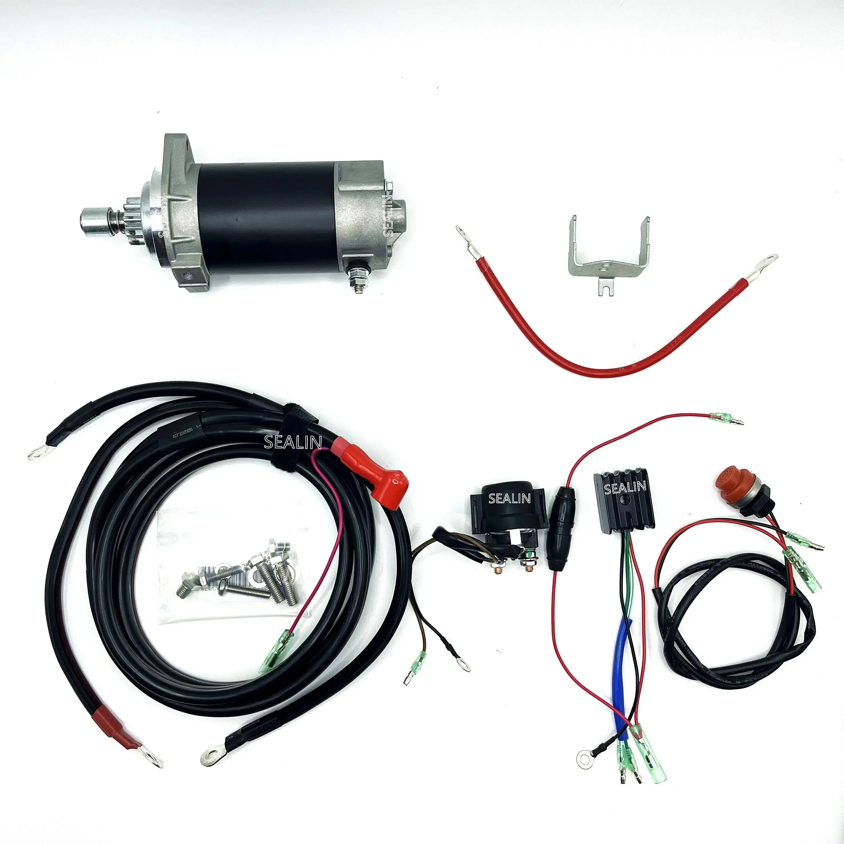 

Outboard Motor 3 Cylinder Starter Motor Relay Cable Rectifier Electric Start Conversion Kit for Mercury Tohatsu 40hp 50hp