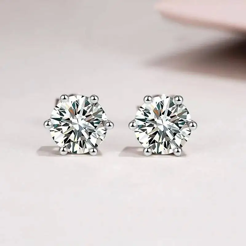 

Серьги из серебра 925 пробы с муассанитом 1 карат (2 шт.), цвет D, с сертификатом, элегантные женские украшения, подарок на День святого Валентина