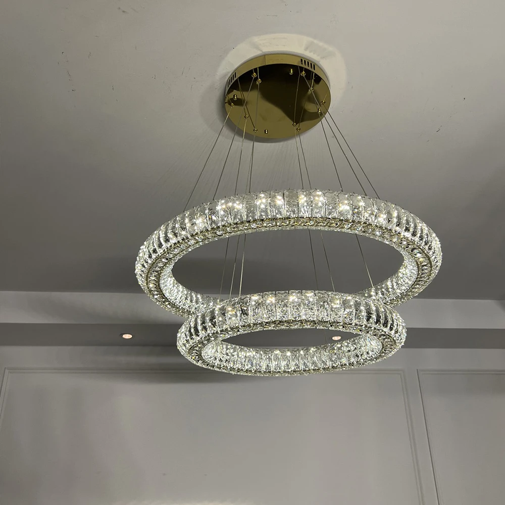 LED Chandelier Light Living Room Circle Ring Dining Room Kitchen Hanging Lamp Home Decor Bedroom Crystal Modern Lighting Fixture
