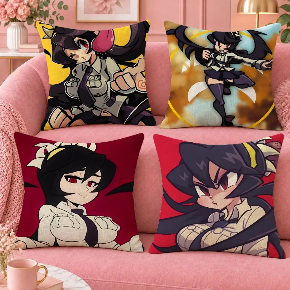 Game Stylish Fighting Skullgirls Cushion Cover Cute Cartoon Throw Pillow Cover Soft Plush Cushion Cover Sofa Bedroom Home Decor