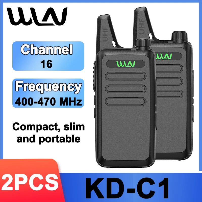 2個セット-wln-kd-c1-ミニ無線機-uhfスリムトランシーバー-usb充電器-16チャンネル-長距離通信-kd-c1t-ハム-双方向無線-キャンプ-誕生日プレゼント