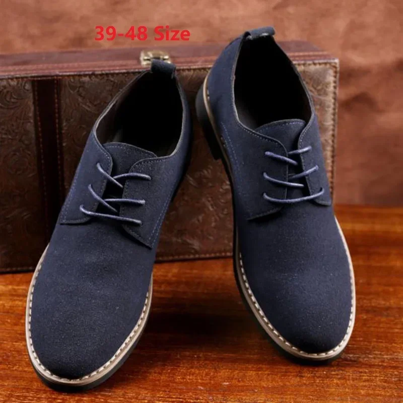 Zapatos de vestir de cuero Oxford para hombre, zapatillas cómodas, calzado plano de gamuza, talla grande