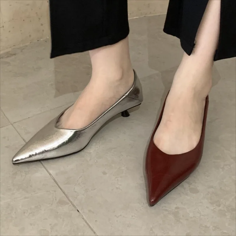 2025 봄 디자인 럭셔리 여성 신발 지적 얇은 낮은 굽 우아한 파티 여성 신발 Zapatos De Mujer