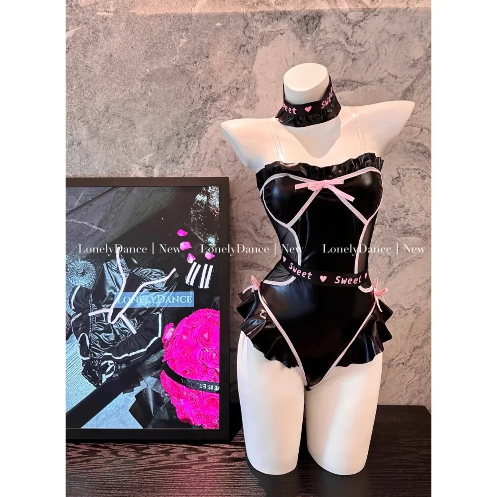 Sexy Lingerie Cosplay Car Show Model Perspective OnePiece Anime Car Model Girl Uniform Leather Bodysuit Teddy Underwear Jumpsuit