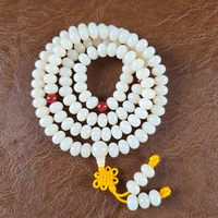 【10mm Natural White Bodhi 108 Beads】Handmade Buddhist Mala Necklace, Adjustable Abacus Counter Beads, Unisex Prayer & Gift