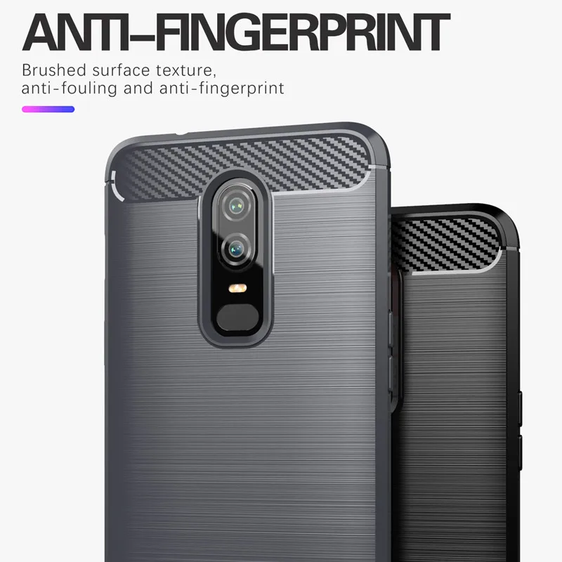 Carbon Fiber Shockproof Case For Oneplus 6 1+6 Silicone Case for Oneplus6 Bumper Full Protective Back Cover Coque Fundas